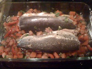 trout over tomato-caper salsa trout over tomato-caper salsa