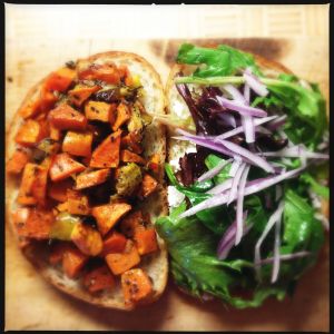Sweet potato sammie, deconstructed