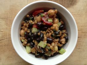 wheat berry and bean salad