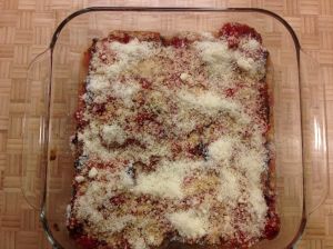 Spoon sauce over top and sprinkle with Parmesan cheese