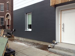 After the soil and steel landscape edging went in last September. 